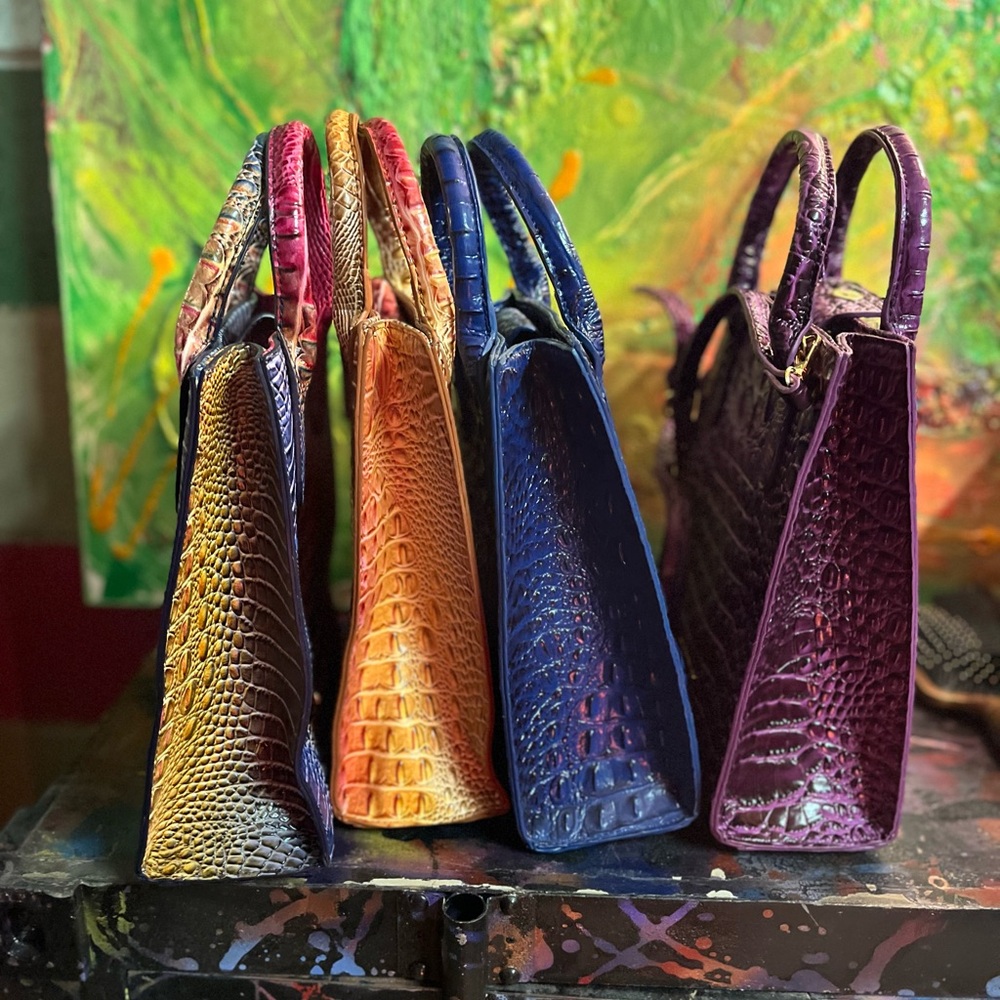 Colorful Crocodile Embossed Leather Handbag
